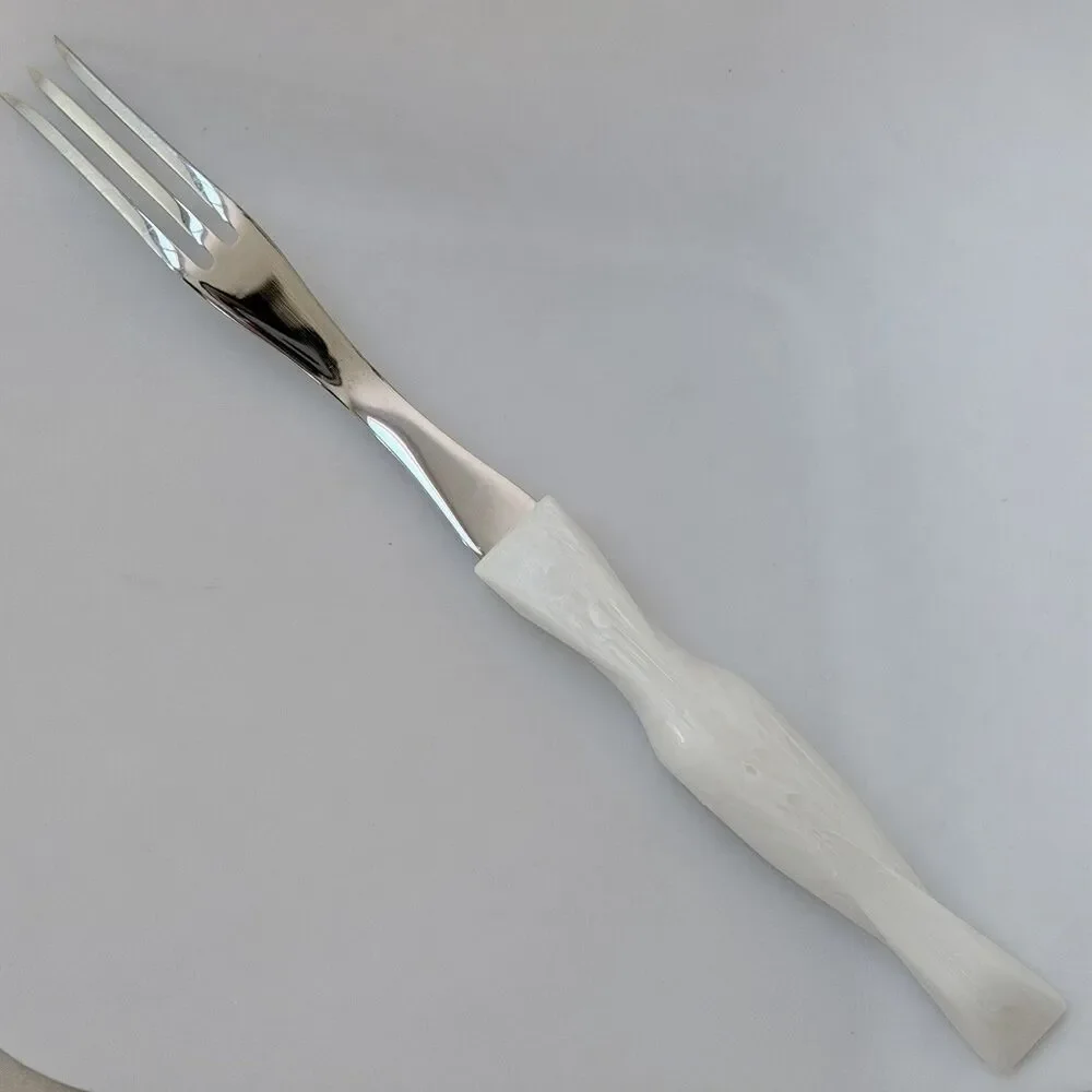 CUTCO 1726 Carving Serving Turning Fork White Pearl Swirl Handle USA Excellen